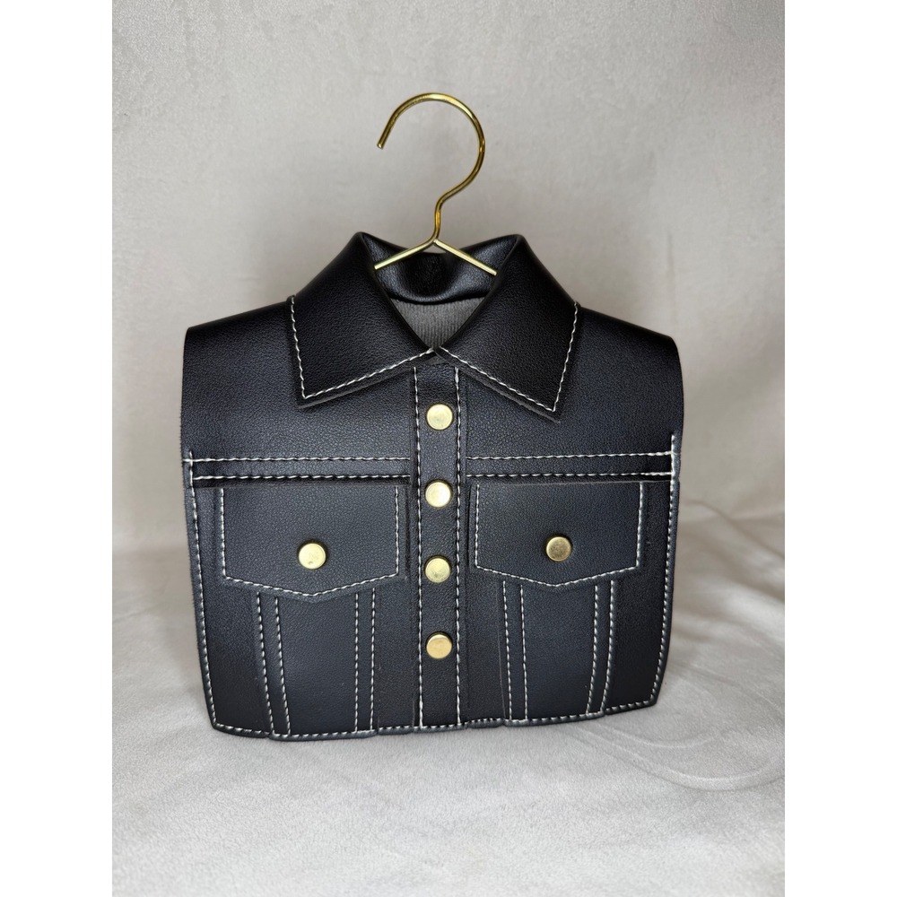 Black Shirt Shaped Novelty Purse Handbag Clutch Hanger Handle Gold Hardware
